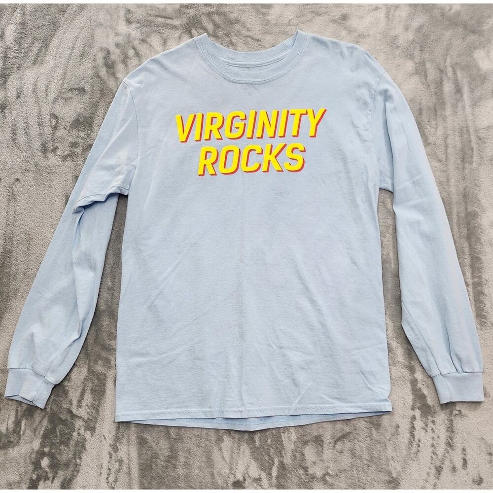 Danny Duncan Shirt Mens M Blue Virginity Rocks Long Sleeve Tee Pullover‎ Casual